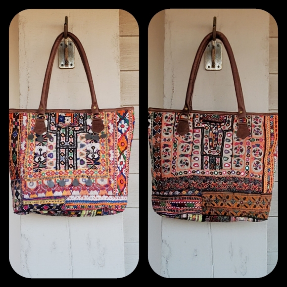 Artisan Banjara zari Boho  Embroidered bag Handmade Patchwork Repurposed - Picture 6 of 16